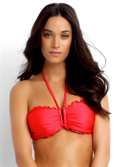 Seafolly Shimmer Dd U Tube Bandeau With Lettuce Edge Neon Red Sale