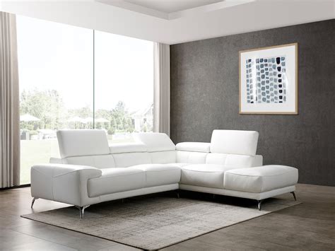 White Leather Contemporary Sectional Odditieszone