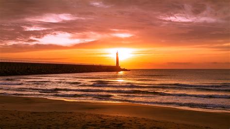 Wallpaper Lighthouse Sea Sunset Dusk Coast Hd Widescreen High