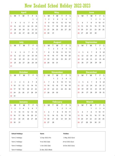 New Zealand School Calendar 2022 Printable Calendar Templates