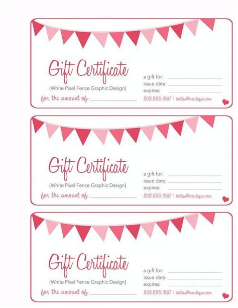 Sunburst gifts sells instant downloads of our printable babysitting gift certificates in yellow, blue and pink on our etsy shop. Premade Gift Certificate Banner Valentine's Day Printable ...