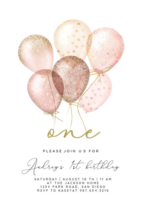 Free Invitation Cards Birthday Invitation Card Template Balloon