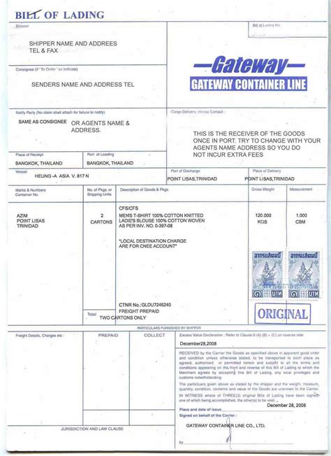 Contoh Dokumen Bill Of Lading Imagesee Hot Sex Picture