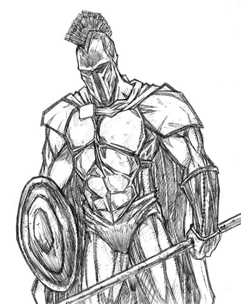 Sketch Of Spartan Soldier Coloring Pages