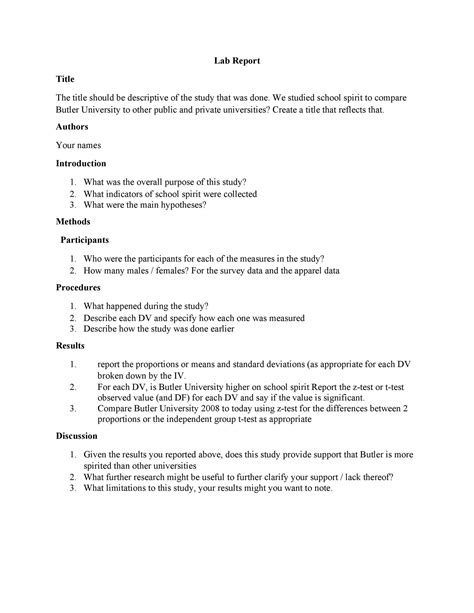 40 Lab Report Templates And Format Examples Template Lab