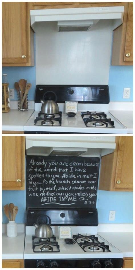 Depending on the tile that is to be installed, and where it will be installed a stainless steel splashback can make a stylish addition to your kitchen that also protects the wall behind your cooktop. Revamp Your Stove Backsplash with Chalkboard | Stove backsplash, Diy home decor on a budget ...
