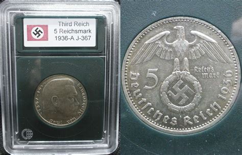 Nazi Silver Coin 5 Reichsmark 1936 39 Swastika Third Reich Eagle Ww2