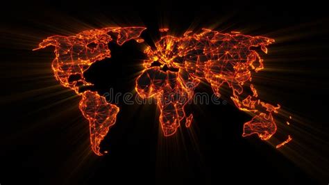 Glowing Orange Worldwide Web On World Map Stock Illustration