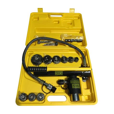 15 Ton Hydraulic Metal Hole Puncher Press Driver Kit Tool Set With 5