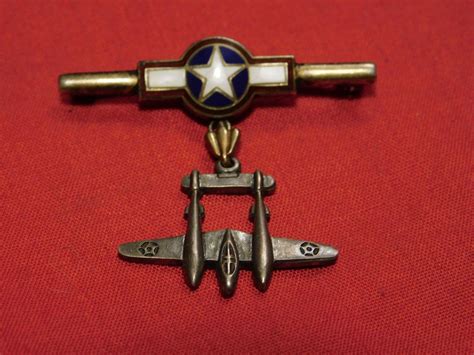 Scarce Wwii Us Army Air Corps Sweetheart Pilot Pin Sterling P 38 Amico