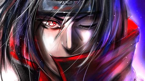 Digital, digital art, artwork, illustration, minimalism, simple. Akatsuki (Naruto) Itachi Uchiha In Color Background HD ...