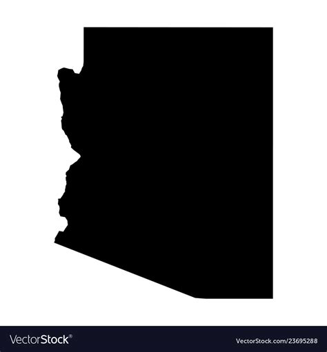 Arizona State Of Usa Solid Black Outline Map Of Vector Image Images