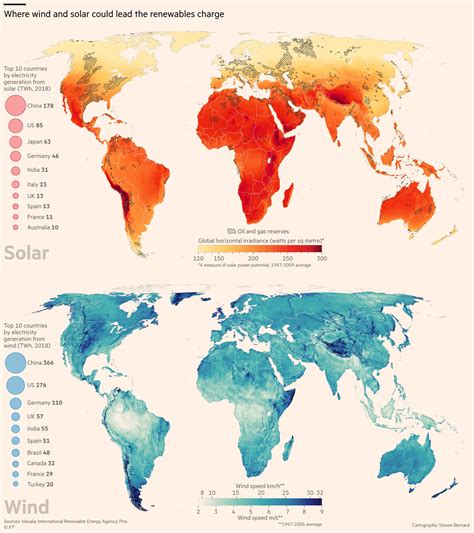 [OC] Maps showing where in the world the highest potential is for solar
