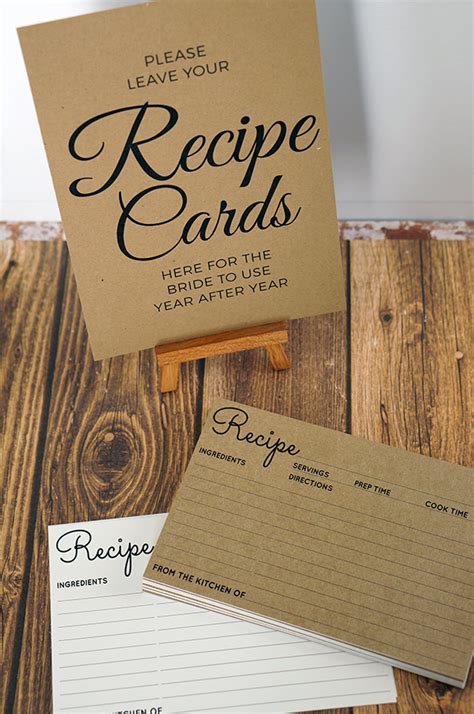 Recipe Cards Sign For Bridal Shower Recipe Request Free Printable