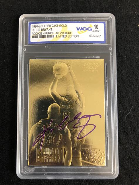 Kobe bryant, born kobe bean bryant on august 23, 1978, was an american professional basketball player who majorly played the position of a shooting guard. 96-97 Kobe Bryant Fleer Rookie Card 23K Gold Purple Signature Limited Edition 10 GEM-MT