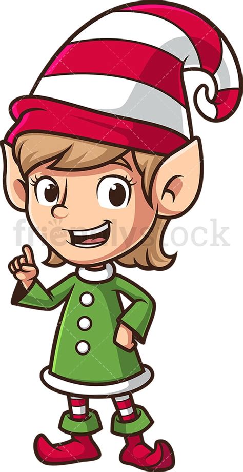 female santa s elf pointing up cartoon clipart vector friendlystock