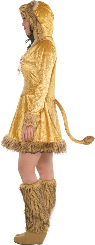 Women S The Wizard Of Oz Cowardly Lion Orange Dress With Hood And Leg Wamers Halloween Costume