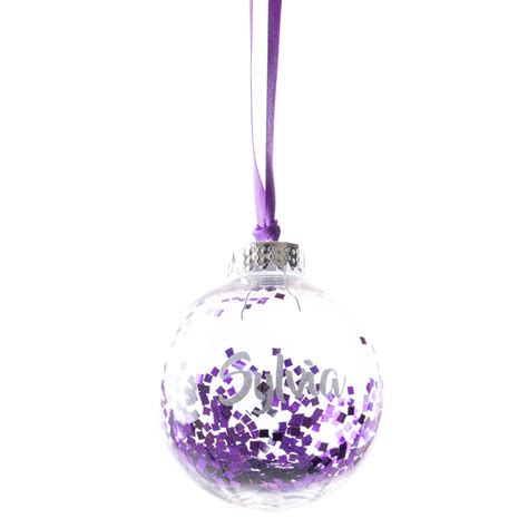Personalised Purple Glitter Christmas Bauble By Bubblegum Balloons