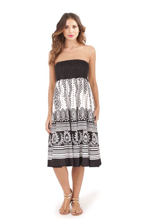 Womens 2 In 1 Strapless Cotton Beach Summer Dress Long Maxi Skirt Ladies Size Ebay