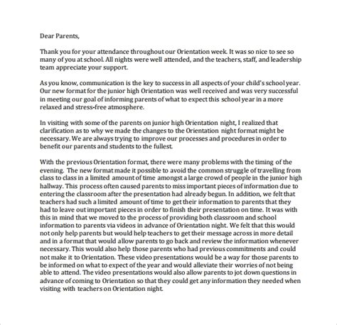 Support Thank You Letter For Parents From School