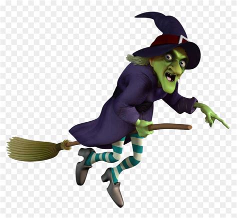 Cartoon Old Witch Wicked Witch On A Broom Free Transparent Png