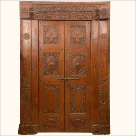 Fantastic 19th Century Hand Carved Antique Indian Door Indian Doors