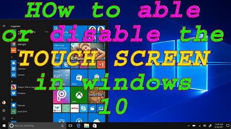 How To Able Or Disable Touch Screen In Window 10 Youtube