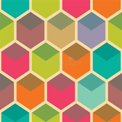 Retro Geometric Hexagon Seamless Pattern Stock Vector Illustration Of