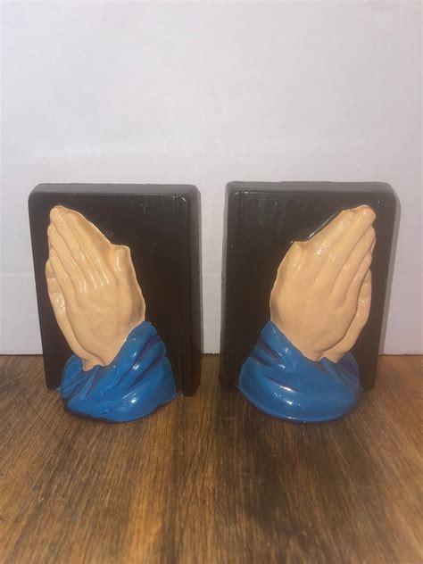 Vintage 1950s Chalkware Praying Hands Bookends Jesus Catholic T Etsy