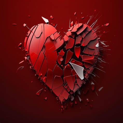 Premium Ai Image Broken Heart Love Red Background Image Ai Generated Art