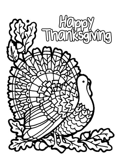 Turkey Happy Thanksgiving Coloring Pages Children Thanksgiving