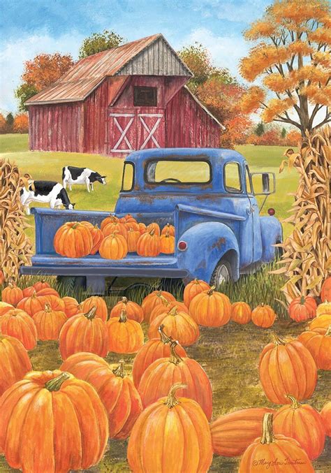 Pumpkin Patch Pickup Autumn House Flag Farm Barn 28 X 40 Briarwood