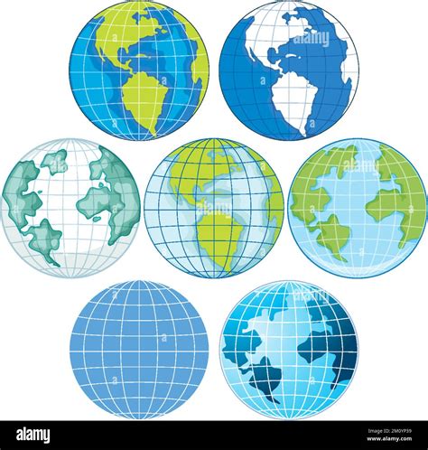 Set Of Earth Globes Isolated Illustration Stock Vector Image And Art Alamy