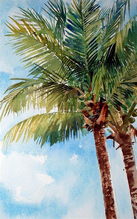 Plein Air Watercolor Tree Watercolor Painting Palm Trees Painting