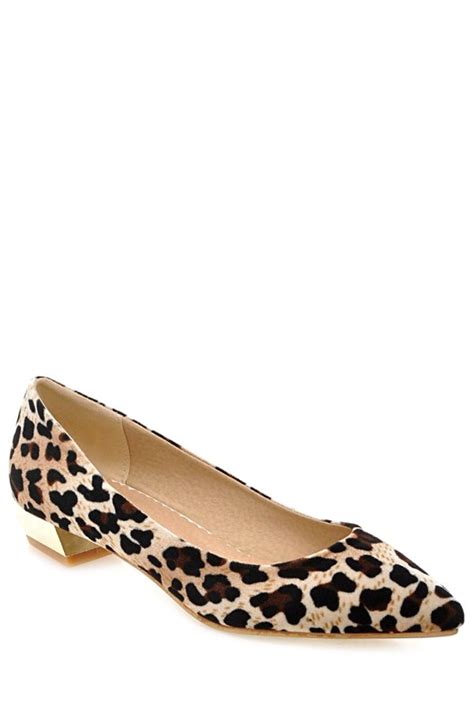 Leopard Print Suede Pointed Toe Flat Shoes Yellow Flats Zaful