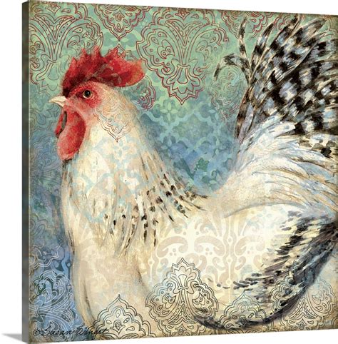 Bohemian Rooster On Blue Wall Art Canvas Prints Framed Prints Wall