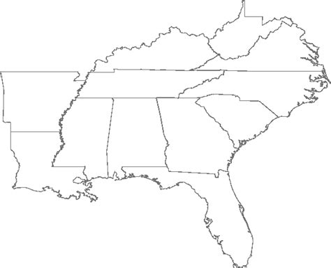 Usa Outline Png Map Of Capitals Of Southeast Us Us Southeast Region