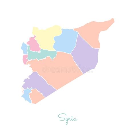 Mapa De La Regi N De Siria Colorido Con El Esquema Blanco Ilustraci N Del Vector Ilustraci N