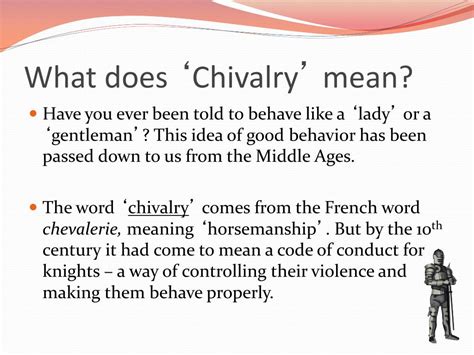 Ppt Chivalry The Art Of Being A Knight Powerpoint Presentation Free