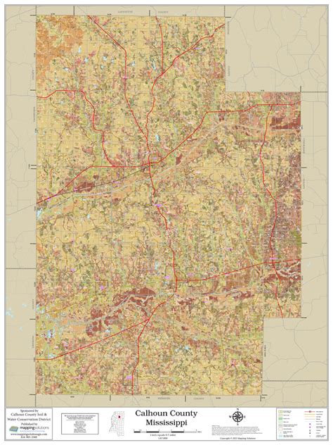 Calhoun County Mississippi 2022 Soils Wall Map Mapping Solutions