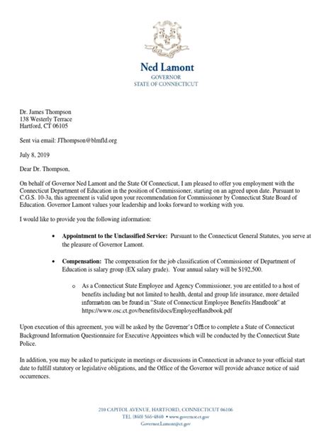 Doe Commissioner Appointment Letter