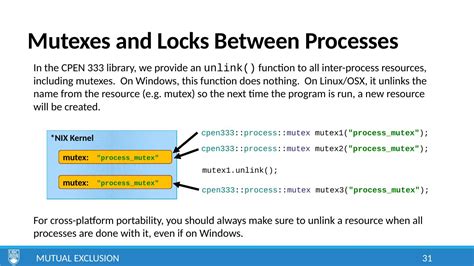 It is the requirement that one thread of execution never enters a critical section while a concurrent thread of execution is already accessing critical section, which refers to an interval of time during which a thread of execution accesses a shared resourc. 6_Mutual_Exclusion