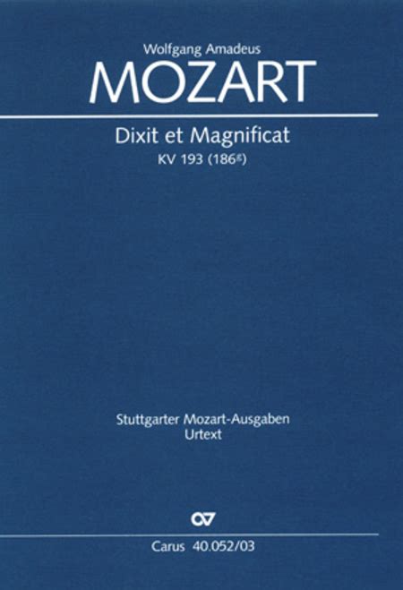 Dixit Et Magnificat By Wolfgang Amadeus Mozart Stb Sheet Music