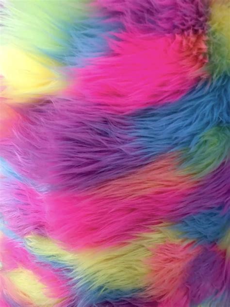 Bright Pastel Multi Color Shaggy Faux Fur Fabric By The Yard Etsy In 2020 Bright Pastels