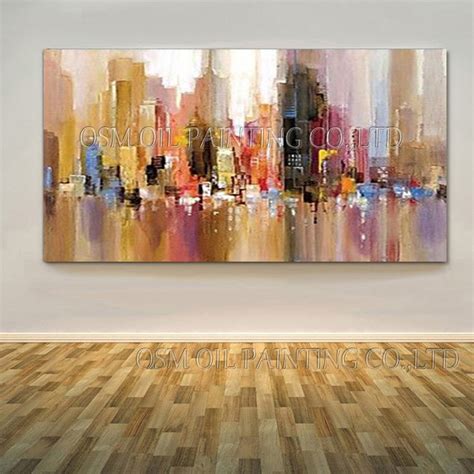 High Skills Artist Handmade Beautiful Colors Abstract Cityscape Oil