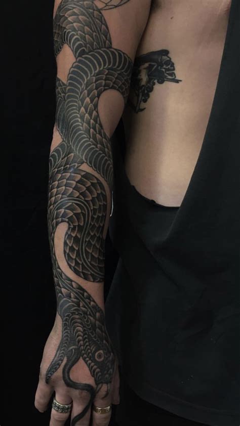 Second Session On My Full Arm Snake By Richard Warnock At