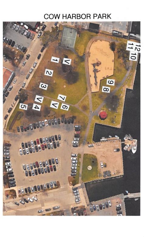 Map Of Northport Picinic Tables In Cow Harbor Park And Northport Park