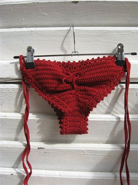 sexy handmade crochet red bikini etsy hot sex picture