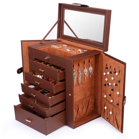 Kendal Huge Leather Jewelry Box Case Storage Ljc Shd5bn Brown