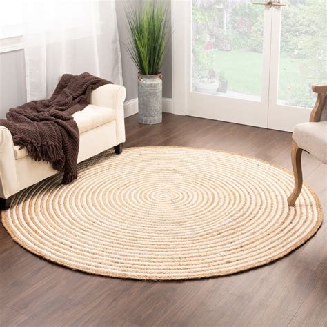 Off White Natural Handwoven Round Jute Rug For Living Room And Etsy